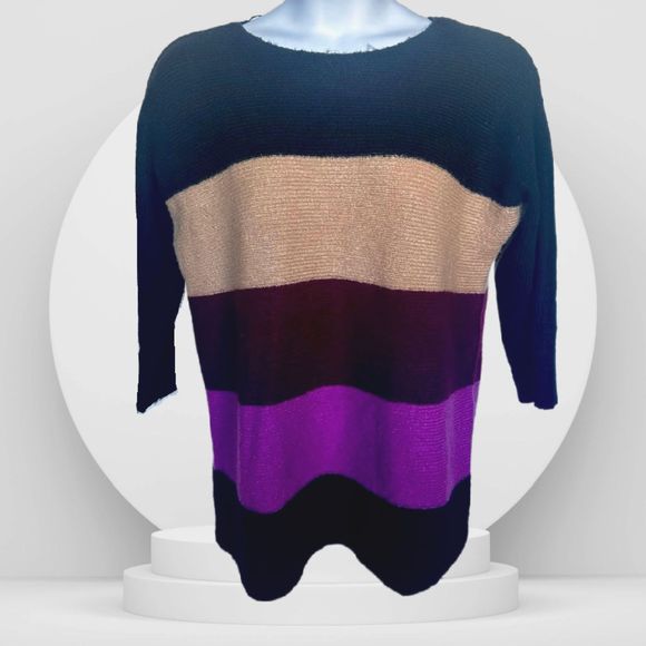 Cable & Gauge Sweaters - Cable & Gauge Color Block XL Crew Neck 3/4 Sleeve Sweater NWOT